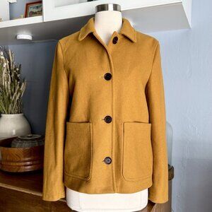 GLOVERALL Women's Retro 60s Style Jacket Wool Blend Mustard Yellow Sz S